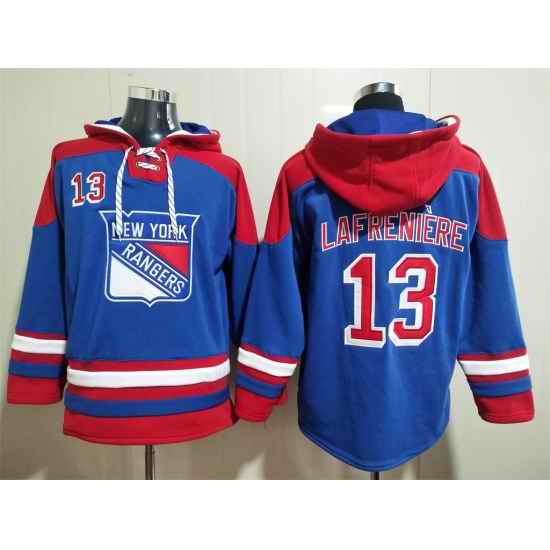 Men New York Rangers Alexis Lafreni��re 13 Blue Stitched NHL Hoodie